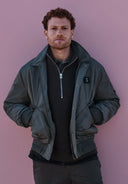 Carlo Satin Flight Bomber | Dk. Granite Green