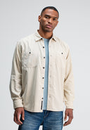 Aidan Worker Cord Shirt | Beige Grey