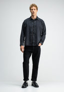 Aidan Worker Black Denim Shirt | Montego Black