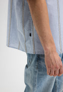 Quinn Linen Stripe Shirt | Shark Blue
