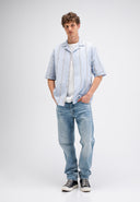 Quinn Linen Stripe Shirt | Shark Blue