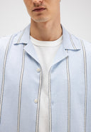 Quinn Linen Stripe Shirt | Shark Blue