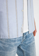 Quinn Linen Stripe Shirt | Shark Blue