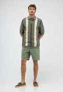 Delvin Knit Stripe Polo | Jade Green