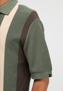 Delvin Knit Stripe Polo | Jade Green