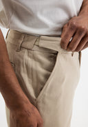 Lennox Straight Twill Trouser | Beige Grey