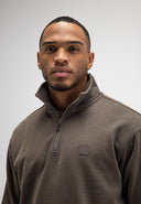 Army Sweat Half Zip | Chestnut Brown