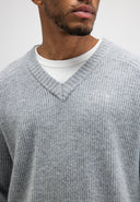 Carter Knit V-Neck | Grey Melange