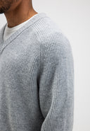 Carter Knit V-Neck | Grey Melange
