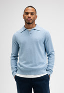 Boucle Knit Polo LS | Shark Blue