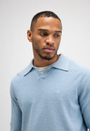 Boucle Knit Polo LS | Shark Blue