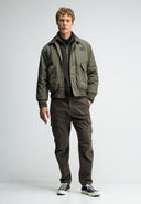 Carlo Satin Flight Bomber | Dk. Granite Green