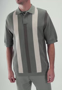 Delvin Knit Stripe Polo | Jade Green